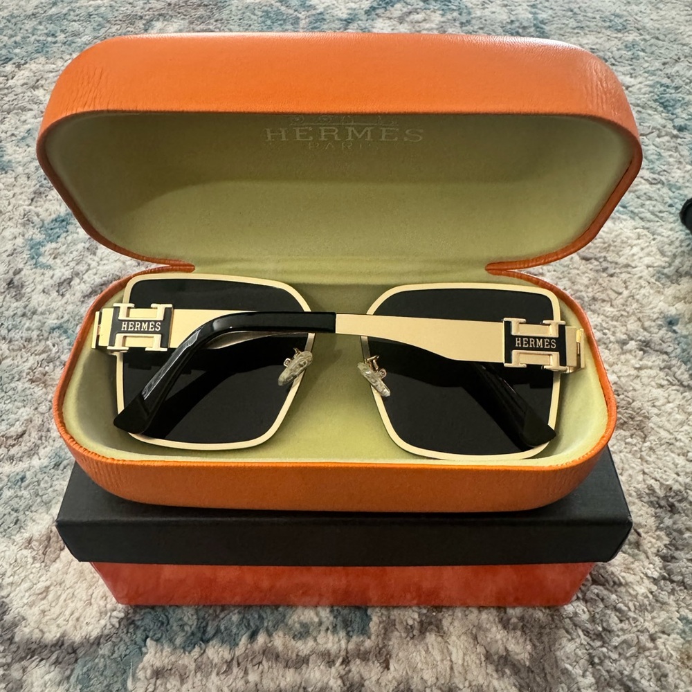 Hermes Black and Gold Sunglasses